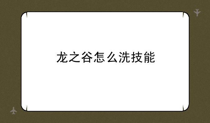 龙之谷怎么洗技能