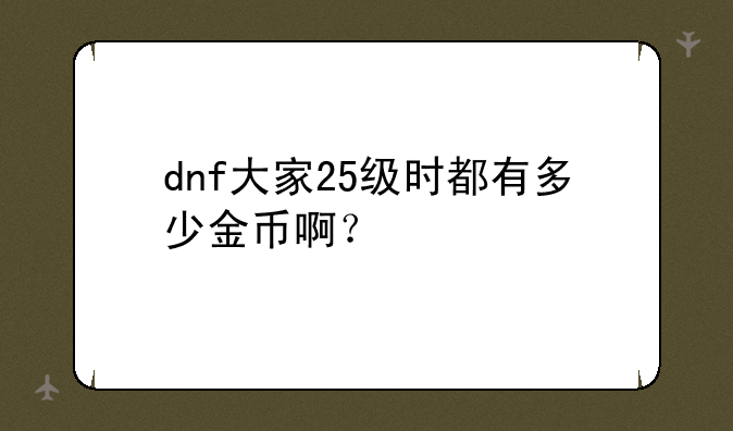 dnf大家25级时都有多少金币啊？