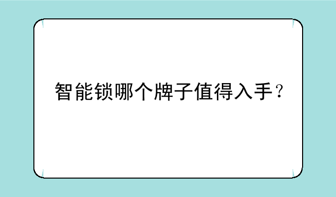 智能锁哪个牌子值得入手？