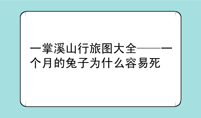 一掌溪山行旅图大全——一个月的兔子为什么容易死