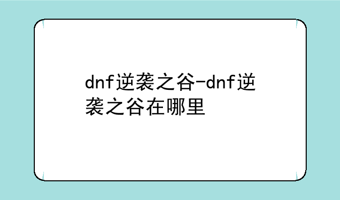 dnf逆袭之谷-dnf逆袭之谷在哪里