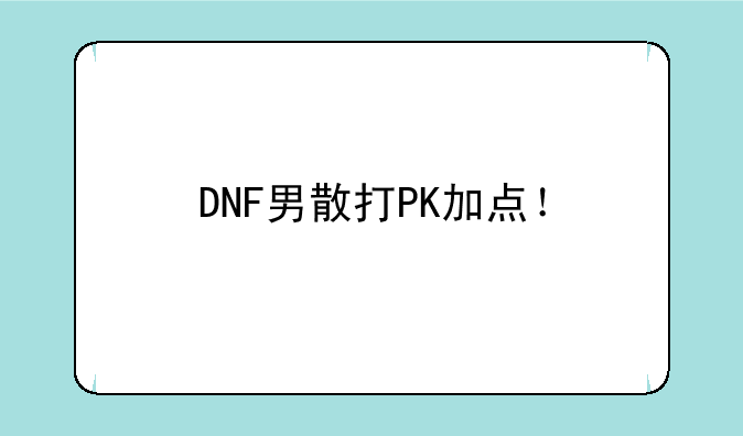 DNF男散打PK加点！