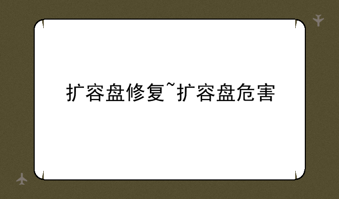 扩容盘修复~扩容盘危害